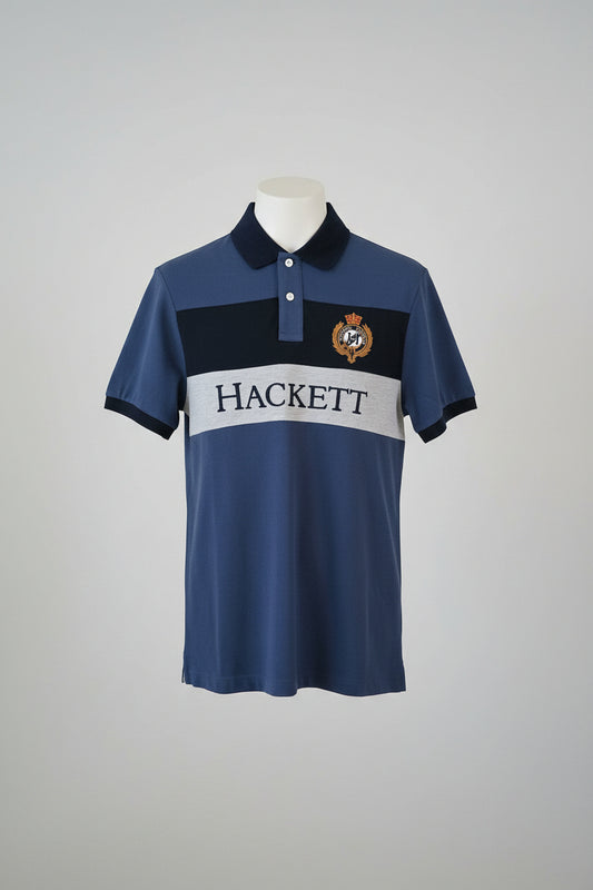 Hackett London Hackett Contrast Panel Slim Fit Polo Blue