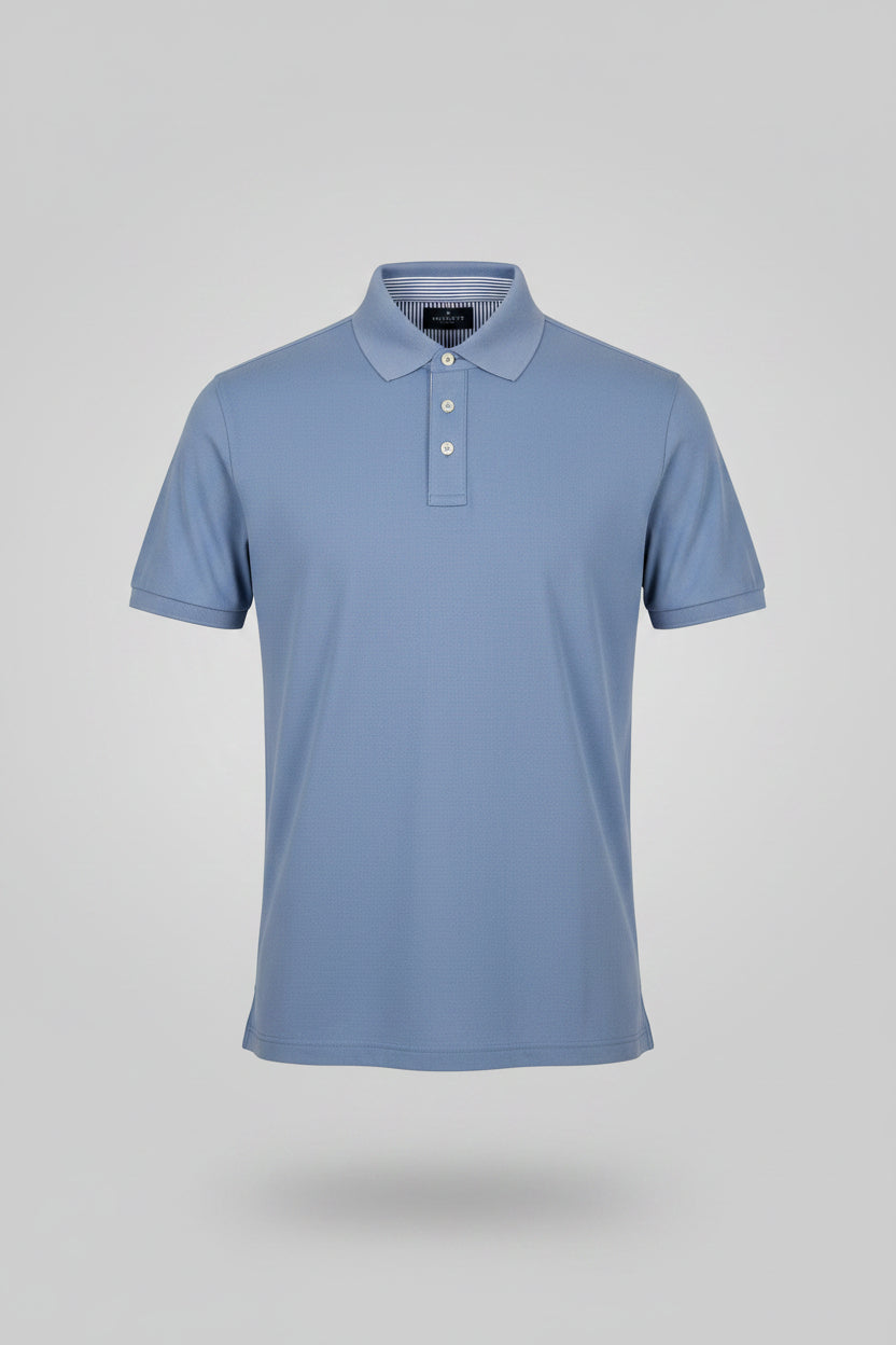 Hackett London Hackett Woven Trim Slim Fit Piqué Polo Shirt Sky Blue
