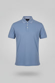 Hackett London Hackett Woven Trim Slim Fit Piqué Polo Shirt Sky Blue
