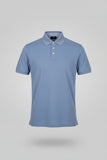 Hackett London Hackett Woven Trim Slim Fit Piqué Polo Shirt Sky Blue